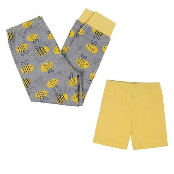 4-piece Girls' Pajama Set Bee Themed Yellow Black NEW - Picture 4 of 10